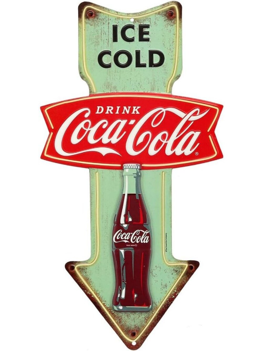 Vintage Ice Cold Arrow Embossed Metal Sign | Retro Wall Decor for Home Bar